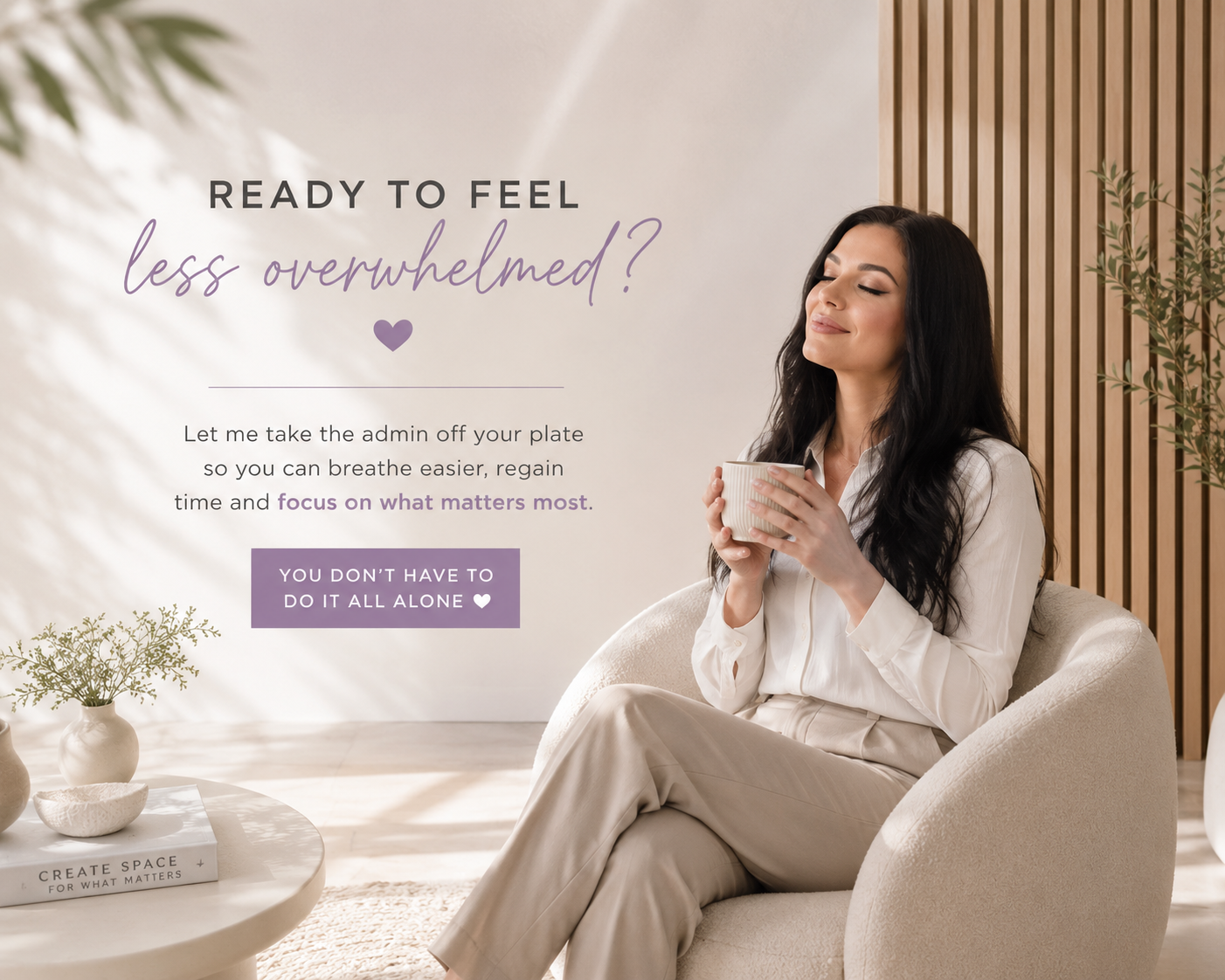 Someone relaxing with a warm cup, feeling less overwhelmed